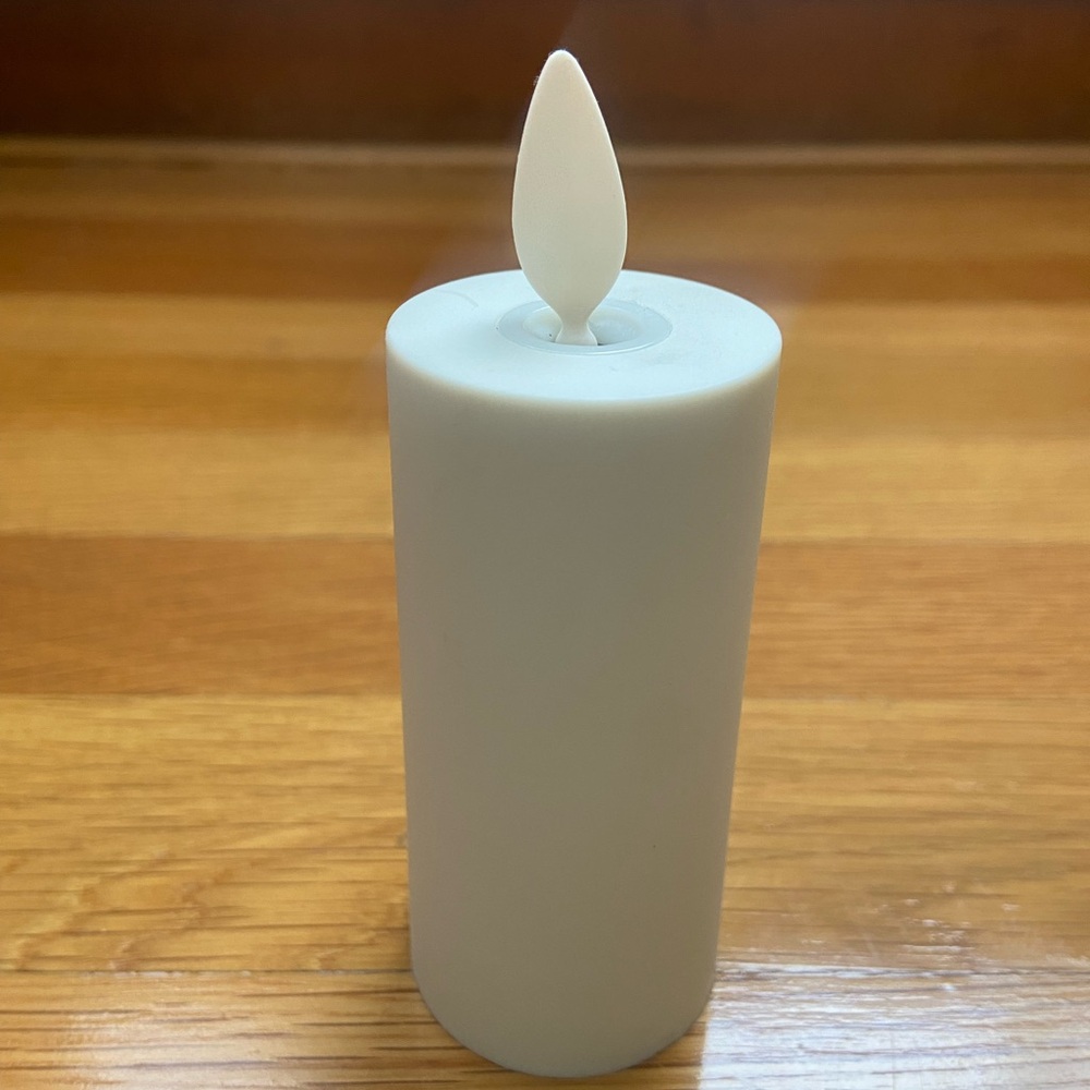 Luminara Flameless/LED Candle - Ivory - Thin Short Pillar (2” X 4.5”)